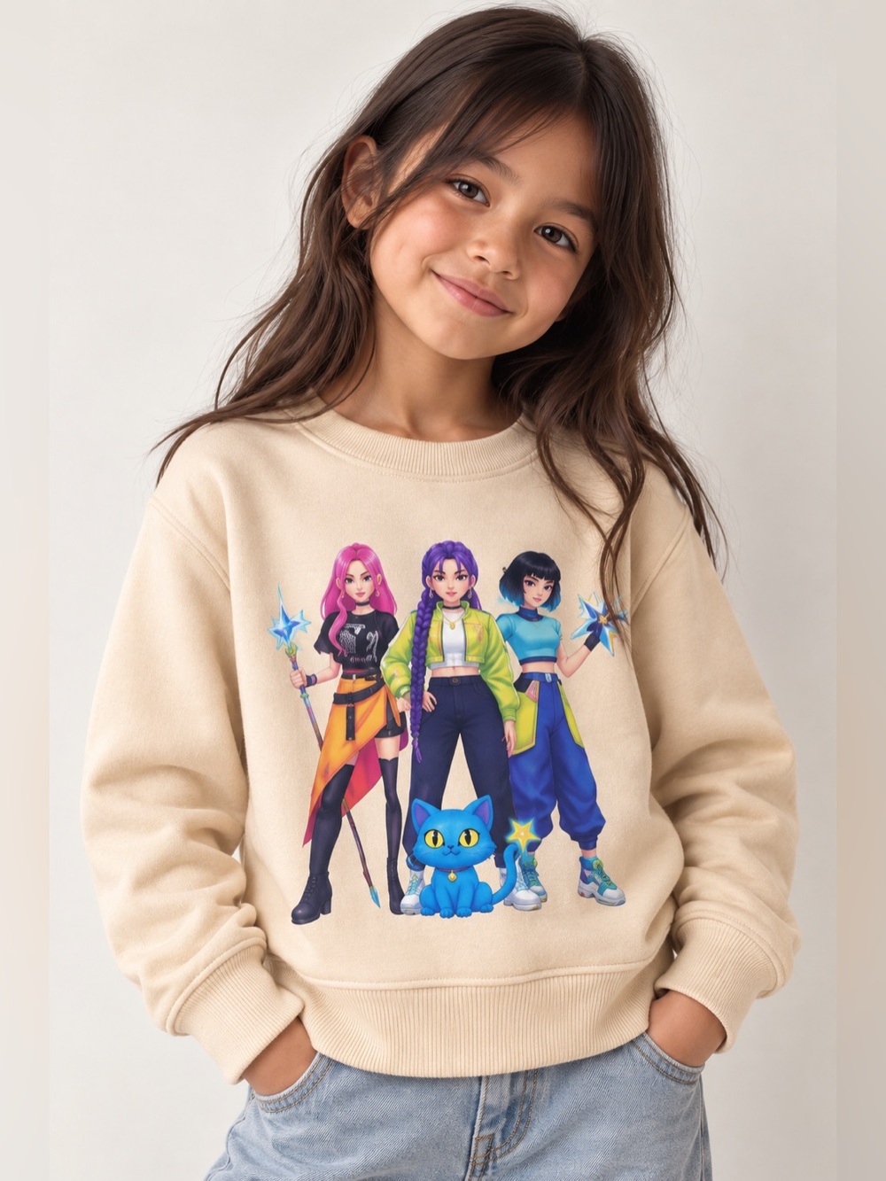 KPop Demon Hunters Inspired Girls Sweatshirt ~ Size 7-8 NWOT
